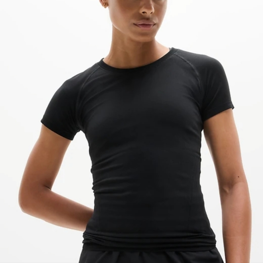 ATHLETA Momentum Seamless Heather Tee Black - XS